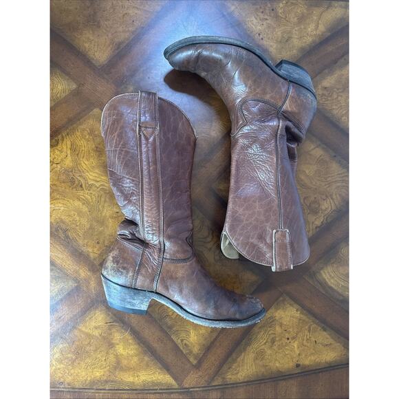 Full Leather Stewart Boot Co Rustic Brown Men’s 9EE Cowboy Ranch Hand Made Boot - Picture 13 of 16